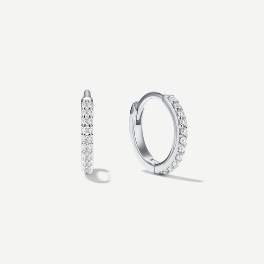 Pavé Fire Moissanite Huggie Hoops