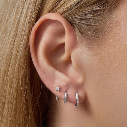 Pavé Fire Moissanite Huggie Hoops