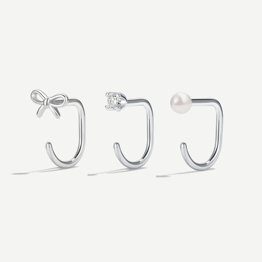 Stay Close Bow Hoops Set