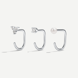 Stay Close Pearl Hoops Set
