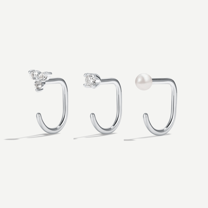 Stay Close Pearl Hoops Set