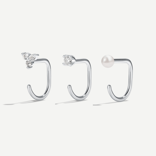 Stay Close Pearl Hoops Set