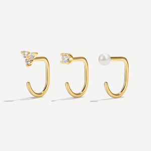 Stay Close Pearl Hoops Set