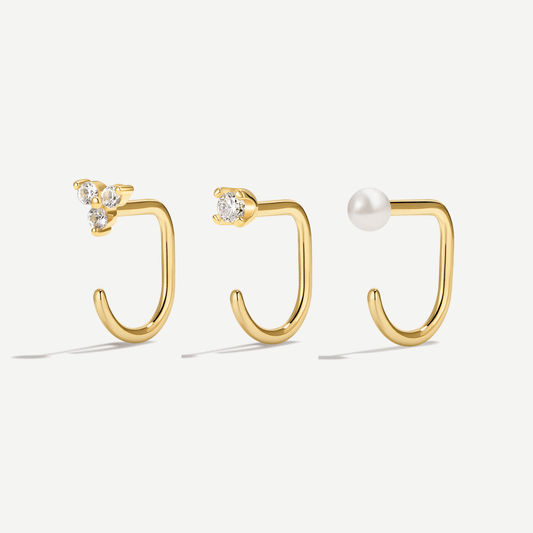Stay Close Pearl Hoops Set