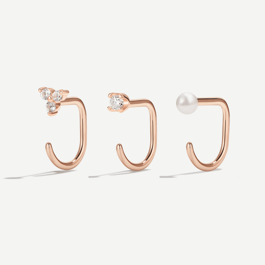 Stay Close Pearl Hoops Set