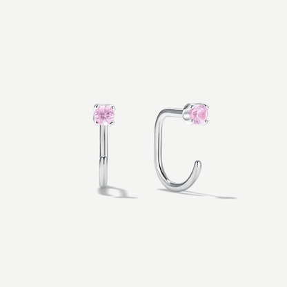 Stay Close Pink Sapphire Hoops