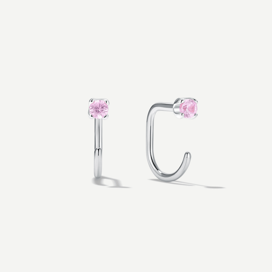 Stay Close Pink Sapphire Hoops